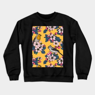 Birds and Blossoms on yellow Crewneck Sweatshirt